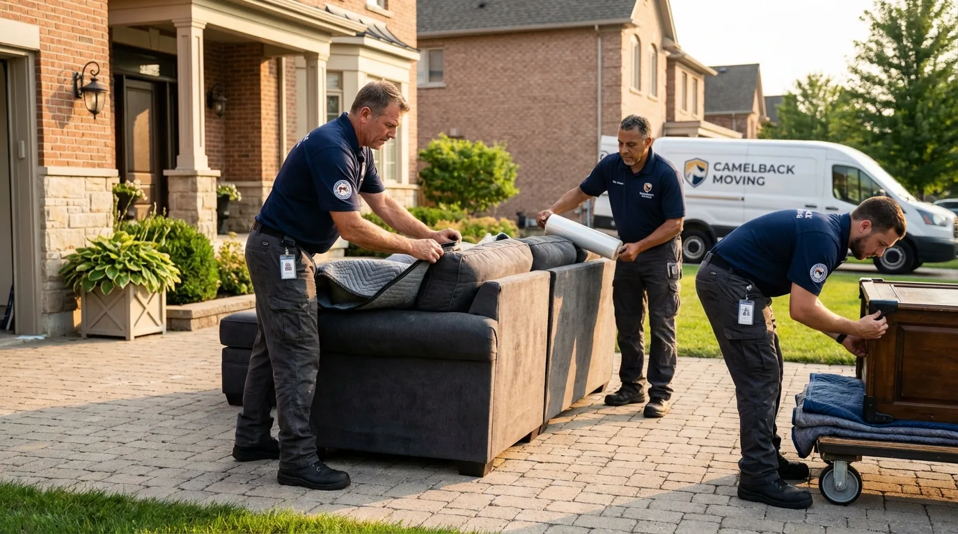 Large estate moving crew wrapping furniture in Wood River, NE