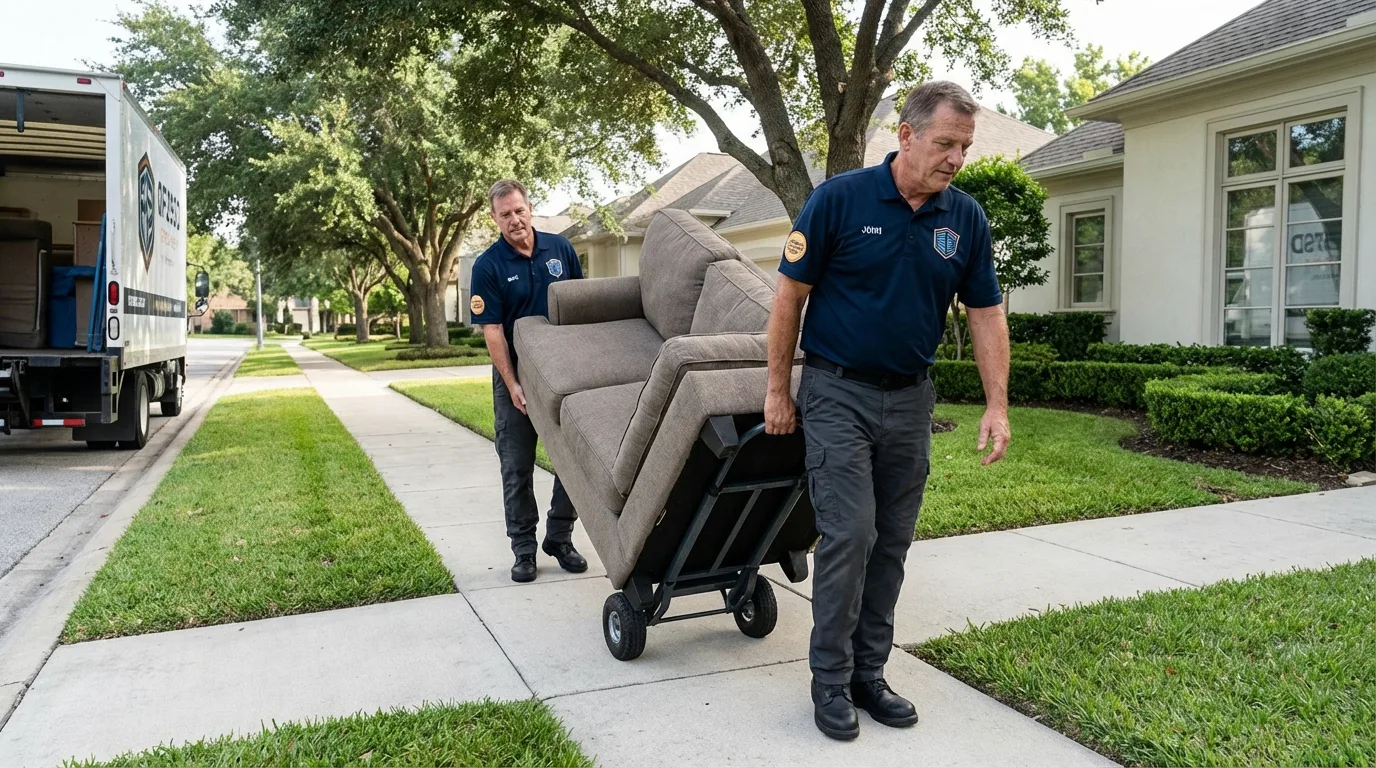Local residential moving crew loading furniture in Wood River, NE