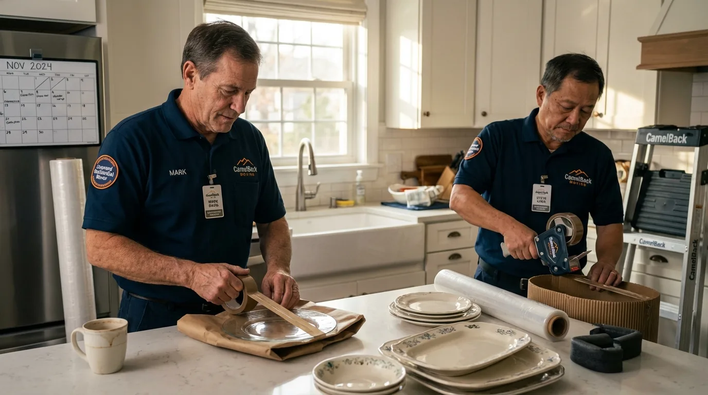 Professional crew packing kitchen dishware in Wood River, NE